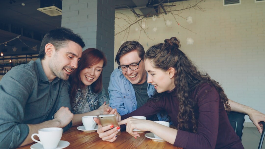 group of friends chatting in cafe